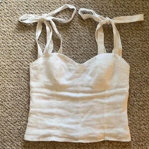 Reformation Cream Tie-Strap Blouse